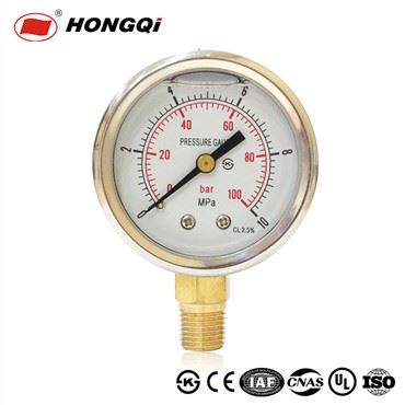 2 "Kua Filled Pressure Gauge Manometer Bourdon Tube Pressure Meter